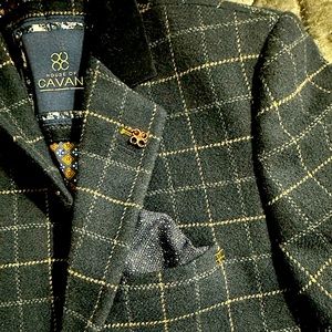 Cavani Boys Navy Blue Wool Blend Check Tweed